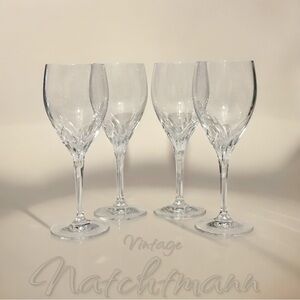 4 Vtg NACHTMANN Crystal Swirl Optic Clear Wine Glasses 7.25” Vintage